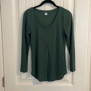 Old navy Green thermal half button up with scoop neck
